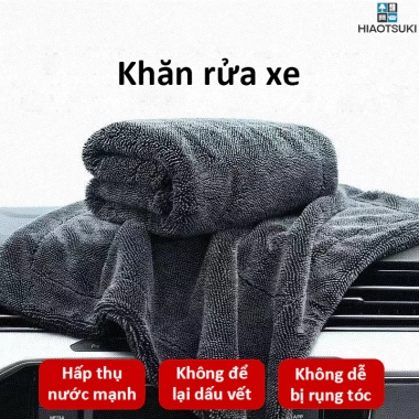Khăn Microfiber HIAOTSUKI 1.200gsm Siêu Mềm, Tự Động Làm Sạch Ô Tô - Giá Ưu Đãi