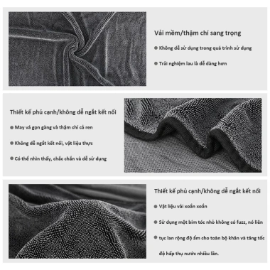 Khăn Microfiber HIAOTSUKI 1.200gsm Siêu Mềm, Tự Động Làm Sạch Ô Tô - Giá Ưu Đãi