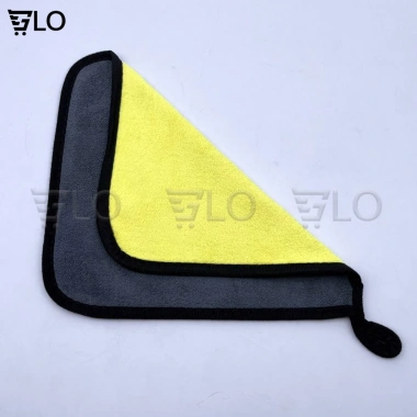 Khăn Microfiber Lau Giày 2 Mặt Vàng Xám Quai Treo Siêu Thấm Không Xù Lông 10.500 2