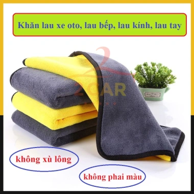 Khăn Microfiber Lau Xe Ô Tô Màu Vàng 2 Lớp Siêu Thấm Hút Cực Dày Giá 49.000 VND