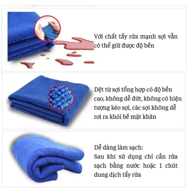 Khăn microfiber mềm mịn, siêu thấm hút đa năng cho spa, nội thất và lau xe - 14.000₫