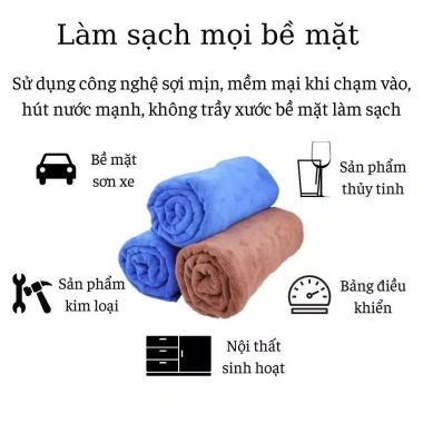 Khăn microfiber mềm mịn, siêu thấm hút đa năng cho spa, nội thất và lau xe - 14.000₫