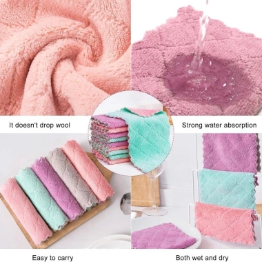 Khăn Microfiber Siêu Thấm Hút 5/10/15 Cái - Vải Lau Dầu Chống Dính Nhà Bếp, Khăn Lau Hai Mặt Giá Ưu Đãi 30.9k