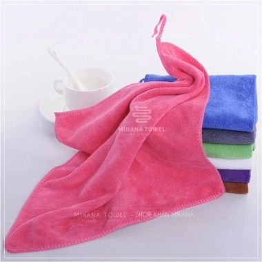 khăn nail microfiber 30x30 dày dặn siêu mềm mịn - hình vuông có quai treo, chỉ 7.000₫