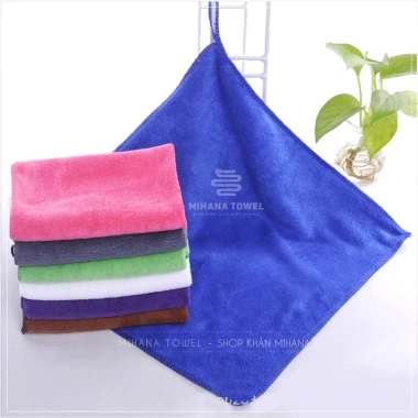 khăn nail microfiber 30x30 dày dặn siêu mềm mịn - hình vuông có quai treo, chỉ 7.000₫