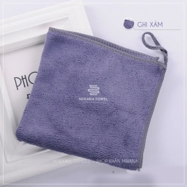 khăn nail microfiber 30x30 dày dặn siêu mềm mịn - hình vuông có quai treo, chỉ 7.000₫
