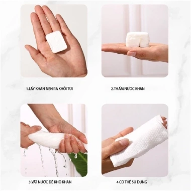 Khăn nén du lịch MINAIER đa năng 1 lần dùng, thấm hút, mềm, dạng viên kẹo, giá chỉ 85.000đ