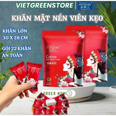 Khăn nén hình viên kẹo dày đa năng MINAIER 28x30cm - Túi 22 viên, tiện lợi, chỉ 41.000₫