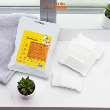 Khăn Nén Rửa Mặt Minho 5 Viên Cotton Nguyên Chất Không Xơ Bông – Tiện Lợi Du Lịch