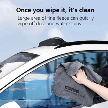 Khăn Ô Tô Microfiber 800GSM 1/2 Bộ Găng Tay Siêu Thấm, Dễ Giặt, Bề Mặt Thủy Tinh, Xám 4