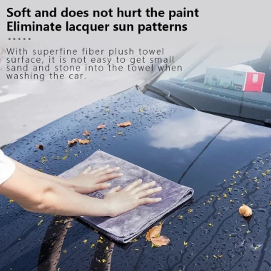 Khăn Ô Tô Microfiber 800GSM 1/2 Bộ Găng Tay Siêu Thấm, Dễ Giặt, Bề Mặt Thủy Tinh, Xám 5