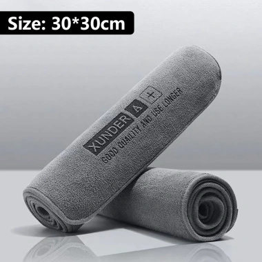 Khăn Ô Tô Microfiber 800GSM 1/2 Bộ Găng Tay Siêu Thấm, Dễ Giặt, Bề Mặt Thủy Tinh, Xám 10