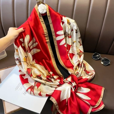 Khăn quàng cổ bông hoa to - Lụa cao cấp, thanh lịch, giá 94.640₫