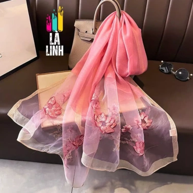 Khăn quàng cổ dài lụa tơ cao cấp - Sang chảnh, phù hợp mix áo dài nữ