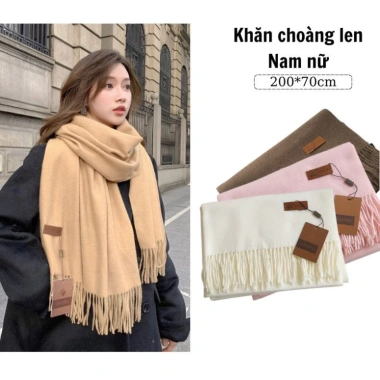 Khăn quàng cổ len cashmere mềm mại 200x70cm, nhiều màu, phong cách Hàn Quốc nam nữ 2