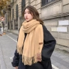 Khăn quàng cổ len cashmere mềm mại 200x70cm, nhiều màu, phong cách Hàn Quốc nam nữ 3