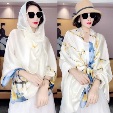 Khăn quàng cổ lụa satin 180x90cm, choàng đi biển, tặng khóa cài - Giá 99.000đ