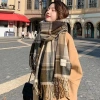 Khăn quàng cổ nữ vintage Hàn Quốc mùa đông ấm áp, họa tiết caro đa màu thời thượng 13