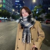 Khăn quàng cổ nữ vintage Hàn Quốc mùa đông ấm áp, họa tiết caro đa màu thời thượng 16