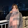 Khăn quàng cổ nữ vintage Hàn Quốc mùa đông ấm áp, họa tiết caro đa màu thời thượng 18