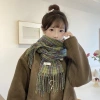 Khăn quàng cổ nữ vintage Hàn Quốc mùa đông ấm áp, họa tiết caro đa màu thời thượng 25