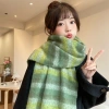Khăn quàng cổ nữ vintage Hàn Quốc mùa đông ấm áp, họa tiết caro đa màu thời thượng 88