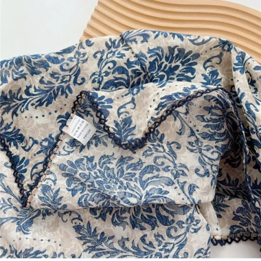 Khăn quàng cổ vuông NLINNI – Hoa đơn giản vải lanh cotton dây buộc tóc – 119.880₫ 3