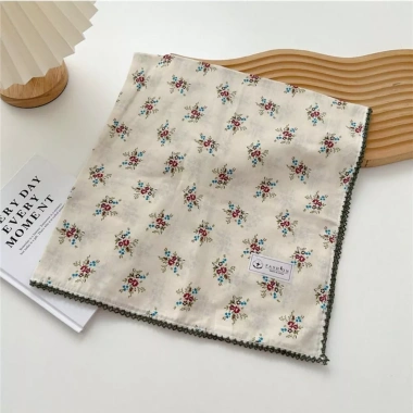 Khăn quàng cổ vuông NLINNI – Hoa đơn giản vải lanh cotton dây buộc tóc – 119.880₫ 8