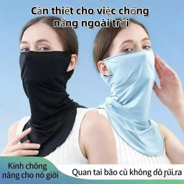 Khăn quàng tai sợi băng + mặt nạ cổ thoáng khí, chống nắng mạnh, bảo vệ da – Giá 54.253₫