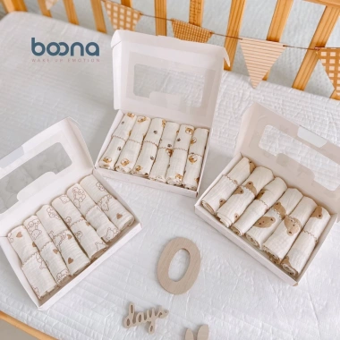 Khăn sữa bé sơ sinh 2 lớp Muslin 30x30 cm - Boona & BeeOn sợi tre, giá 67,620₫