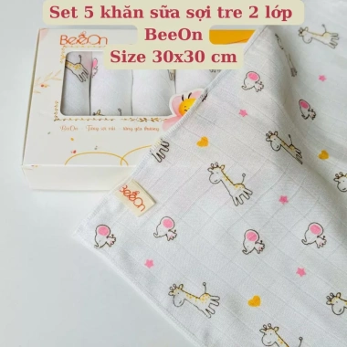 Khăn sữa bé sơ sinh 2 lớp Muslin 30x30 cm - Boona & BeeOn sợi tre, giá 67,620₫