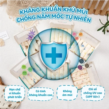 Khăn Sữa Muslin Organic 5 chiếc cho bé Mềm mịn, thấm hút tốt, 88.000đ