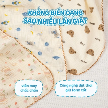 Khăn Sữa Muslin Organic 5 chiếc cho bé Mềm mịn, thấm hút tốt, 88.000đ