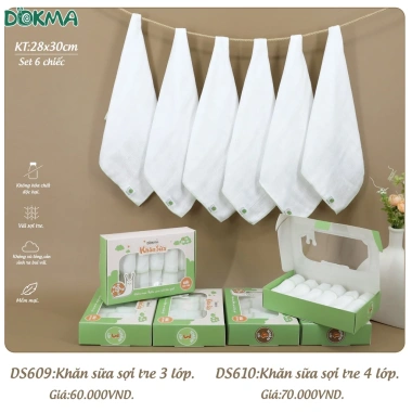 Khăn Sữa Sơ Sinh 3 Lớp 4 Lớp Dokma, Muslin 2 Lớp, Thấm Dịu Nhẹ, Giá 65.000₫