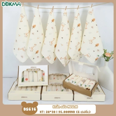 Khăn Sữa Sơ Sinh 3 Lớp 4 Lớp Dokma, Muslin 2 Lớp, Thấm Dịu Nhẹ, Giá 65.000₫ 3