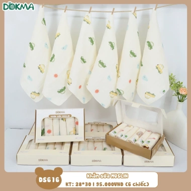 Khăn Sữa Sơ Sinh 3 Lớp 4 Lớp Dokma, Muslin 2 Lớp, Thấm Dịu Nhẹ, Giá 65.000₫ 7