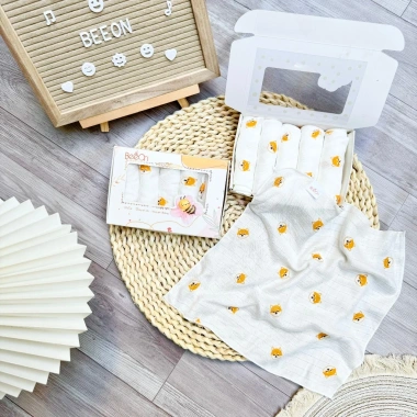 Khăn sữa sợi tre 2 lớp BeeOn cho bé sơ sinh - Set 5 khăn 30x30 cm, mềm mại, thấm hút tốt, giá ưu đãi 69.000đ
