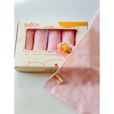 Khăn sữa sợi tre 2 lớp BeeOn cho bé sơ sinh - Set 5 khăn 30x30 cm, mềm mại, thấm hút tốt, giá ưu đãi 69.000đ