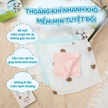 Khăn Sữa Sợi Tre 3 Lớp 5 Cái - An Toàn, Không Kích Ứng, Cho Bé - 89.000 VNĐ