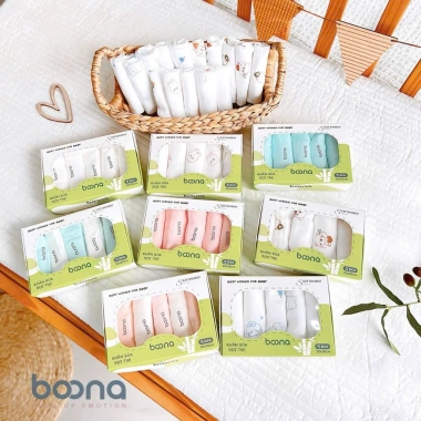 Khăn sữa sợi tre BeeOn và Boona cao cấp 3 lớp mềm mại 30x30 cm Giá ưu đãi 69.000₫
