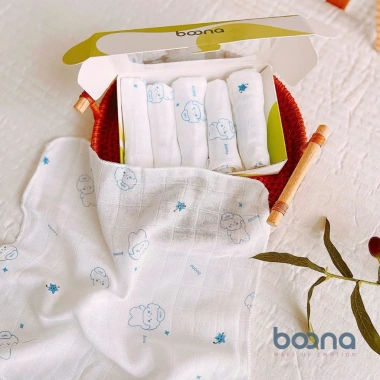 Khăn sữa sợi tre Boona 5 chiếc mềm mại 30x30 cm cho bé sơ sinh - Uni Baby