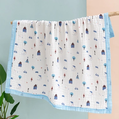Khăn tắm bé vải xô 5 lớp sợi tre bo viền - mềm mại, size lớn 105x105 cm, giảm giá 90k 6