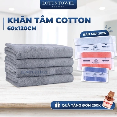 Khăn tắm Châu Âu 60x120cm 100% Cotton siêu mềm, thấm hút, dày dặn - 75.000đ