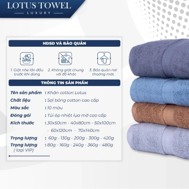 Khăn Tắm Châu Âu LOTUSTOWEL 100% Cotton 70x140/60x120/50x100 - Mềm Mịn, Thấm Hút, Không Ra Màu, 54.998₫ 9
