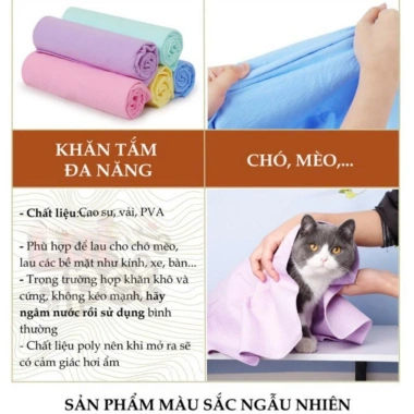 Khăn tắm chó mèo siêu thấm Size To - Lutpet, thấm hút nhanh, lau mọi bề mặt