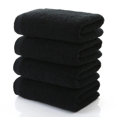 Khăn tắm cotton dày dặn màu đen, mềm mại, thấm hút nhanh, phù hợp khách sạn & nhà tắm