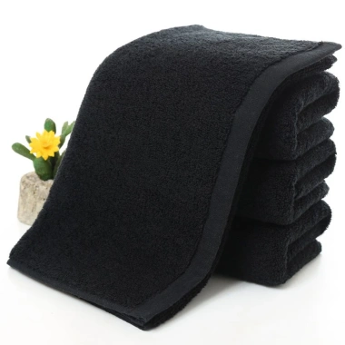 Khăn tắm cotton dày dặn màu đen, mềm mại, thấm hút nhanh, phù hợp khách sạn & nhà tắm
