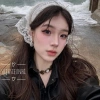 Khăn tam giác buộc đầu thôn nữ đồng quê kiểu Pháp trắng viền ren hoa - Thời trang chụp ảnh biển giá 25.000 VND 5