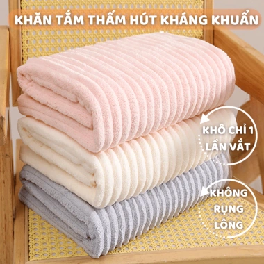 Khăn tắm lớn microfiber 70x140cm siêu mềm, thấm hút tốt PAMPER cuộn to 36.000₫
