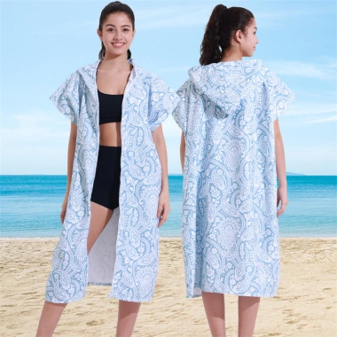 Khăn tắm mũ trùm đầu người lớn, áo choàng sợi nhỏ nhanh khô, phù hợp đi biển bơi